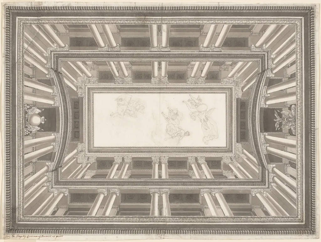 Design for a Trompe-l'oeil Ceiling Decoration, by Pietro de Angelis, ink, 1780