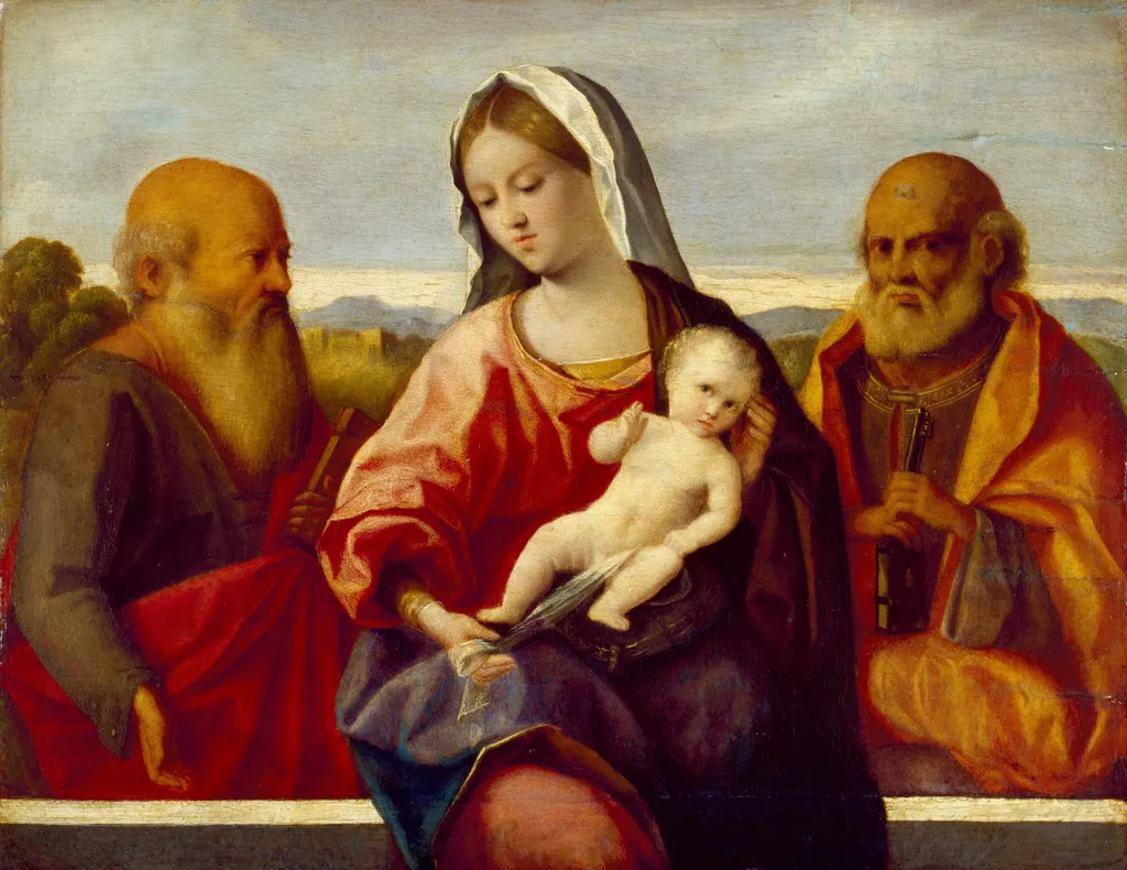 Madonna and Child with Saints Peter and Paul, by Pietro degli Ingannati, unspecified