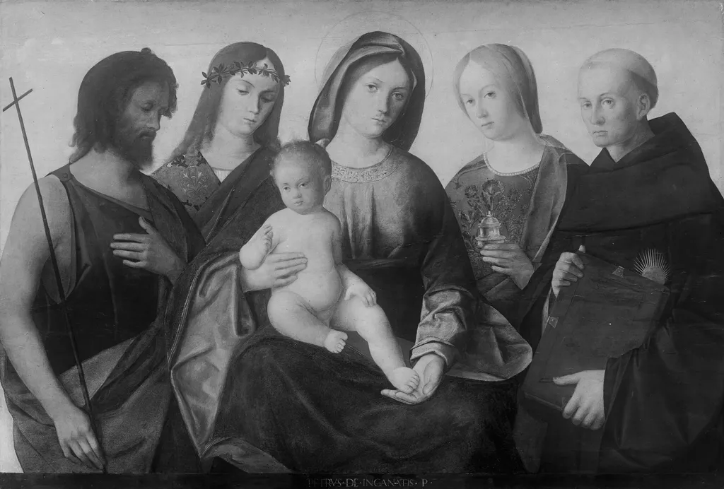 Mary with the child and four saints, by Pietro degli Ingannati, paint, 1507