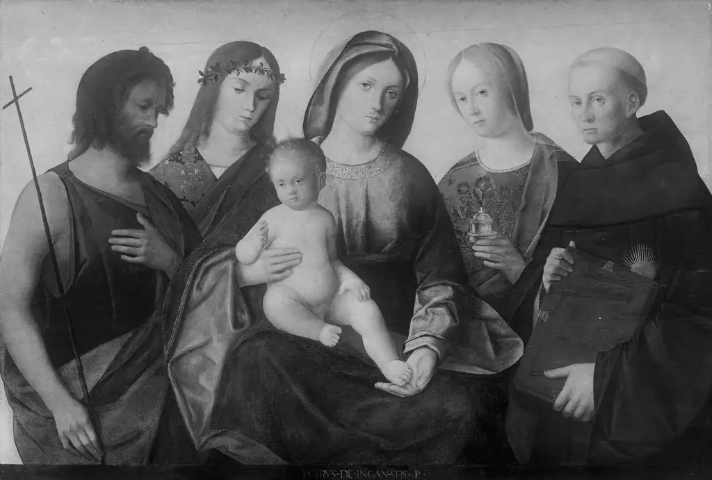 Mary with the child and four saints, by Pietro degli Ingannati