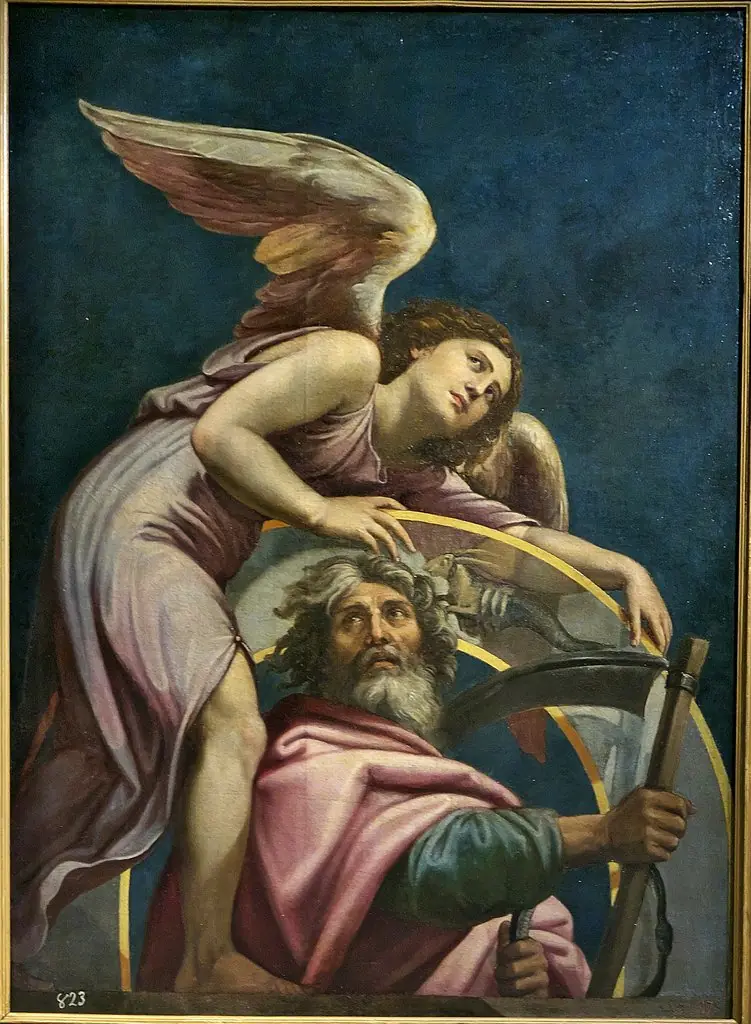 The planet Saturn with an angel and the zodiac sign of Capricorn, by Pietro Facchetti, 1501
