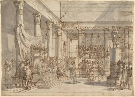Timotheus Playing the Lyre before Alexander and Thaïs in the Hall of the Palace at Persepolis, by Pietro Fancelli