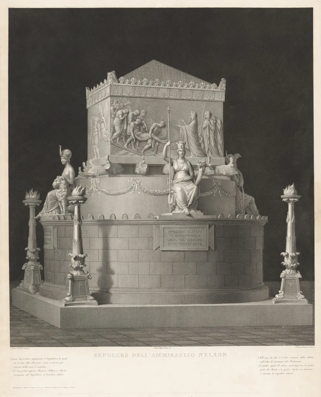 Funerary Monument to Horatio Nelson, by Pietro Fontana, ink, 1813