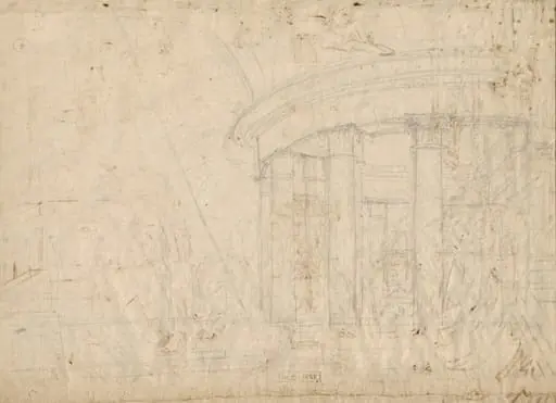 Architectural Fantasy on a Round Temple Enclosed with an Ambulatory (verso), by Pietro Gonzaga