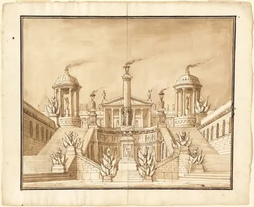 Fantasy of an Ancient Capitol with Trophies and Grand Staircases, by Pietro Gonzaga