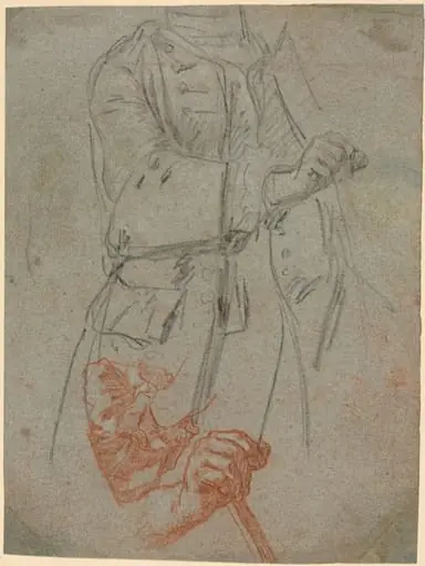 Studies of a Costume, Sleeve, and Hand, by Pietro Longhi