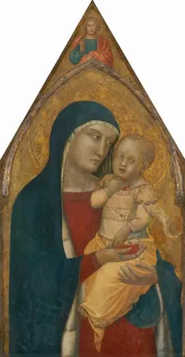 Madonna and Child, with the Blessing Christ [middle panel], by Pietro Lorenzetti