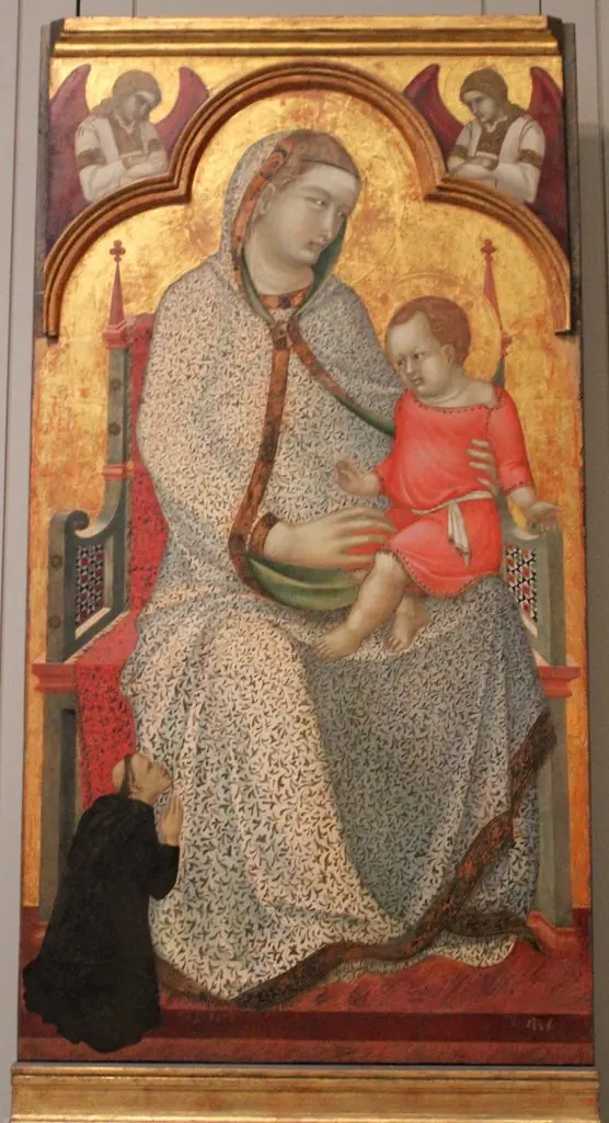 Virgin and Child Enthroned and Donor, Angels, by Pietro Lorenzetti