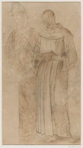 A Saint reading ; on his right stands a bishop, by Pietro Perugino