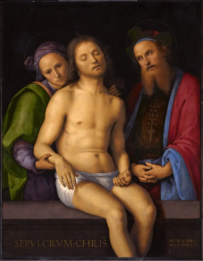 Pieta with Nicodemus and Joseph of Arimathea, by Pietro Perugino