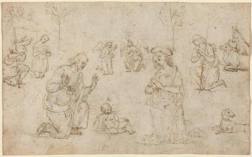 The Adoration of the Shepherds, by Pietro Perugino, chalk, 1517