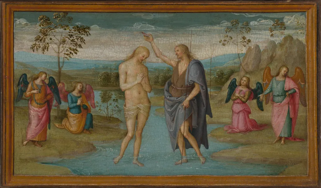 The Baptism of Christ, by Pietro Perugino, tempera, 1502