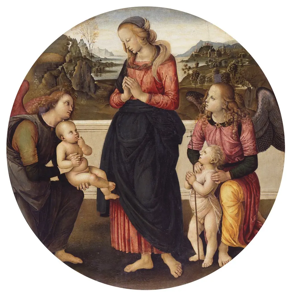 The Virgin Adoring the Child with John the Baptist as a Child and two Angels, by Pietro Perugino