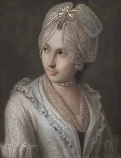 An Elegant Young Lady with a Lace Cap, by Pietro Rotari