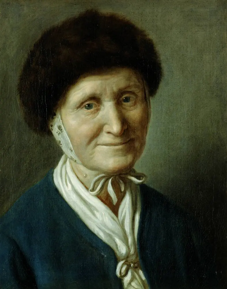 Old woman with fur hat, by Pietro Rotari