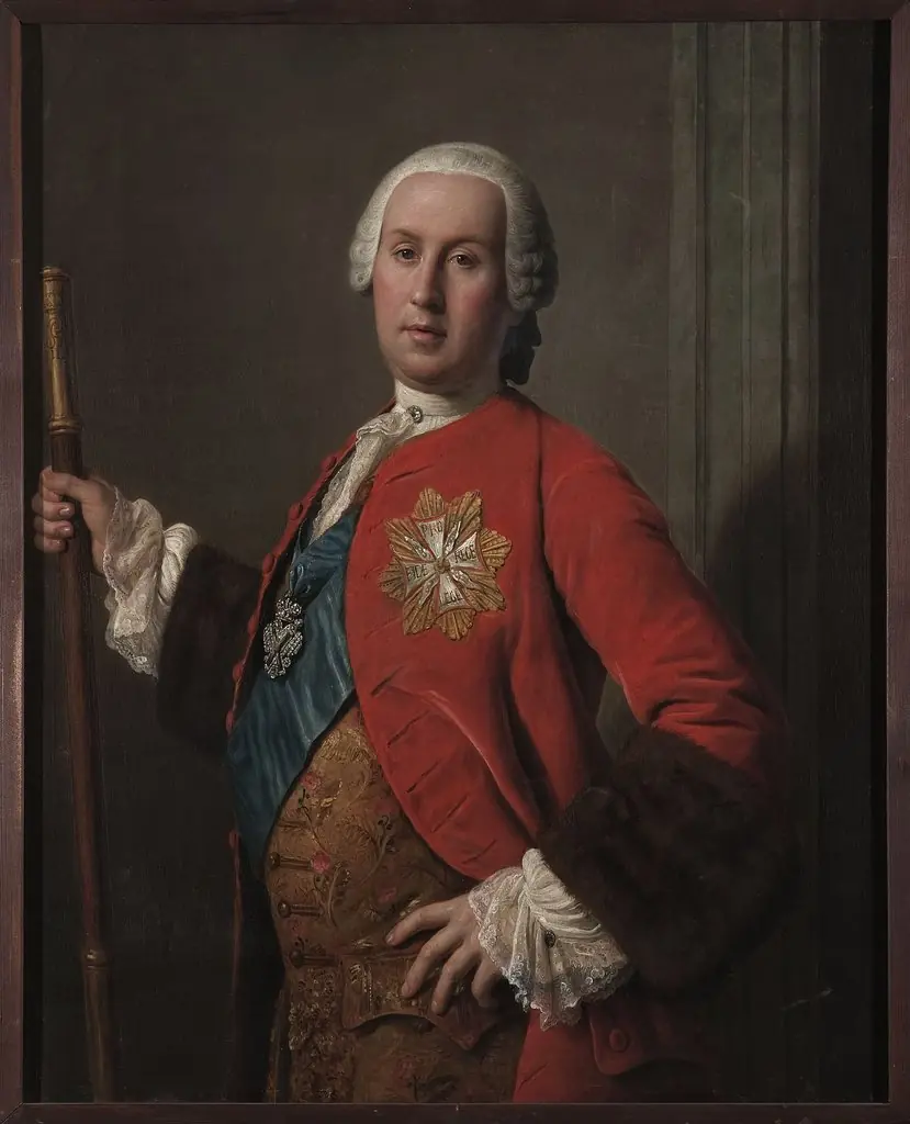 Portrait of Jerzy August Mniszech (1715–1778), his own coat of arms, by Pietro Rotari