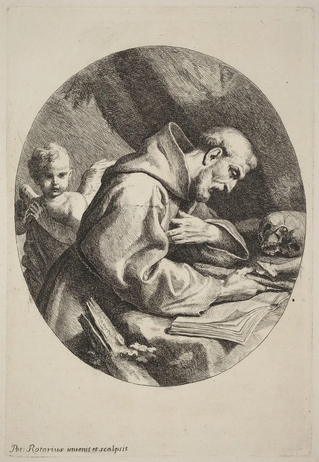 Saint Francis, by Pietro Rotari, ink, 1730