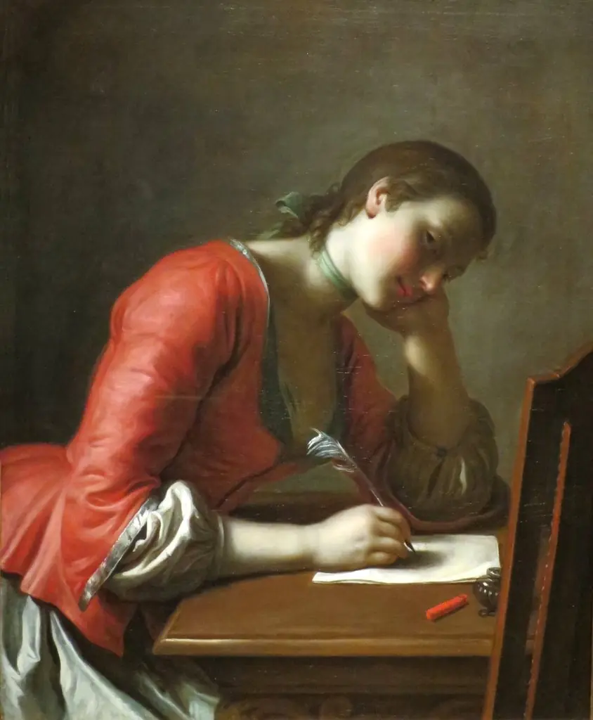 Young Girl Writing a Love Letter