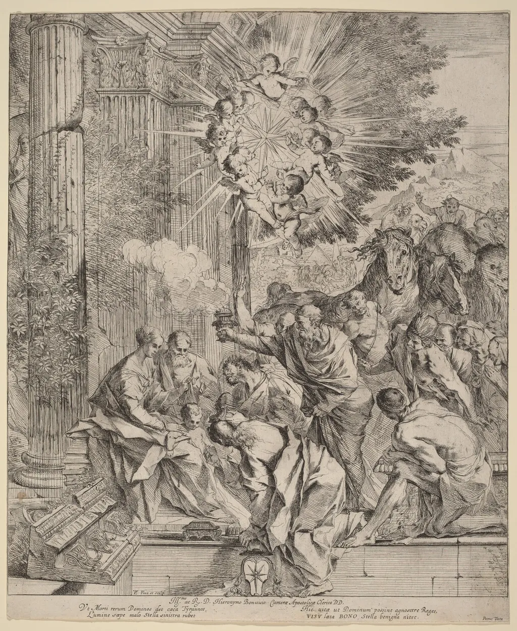 The Adoration of the Magi, by Pietro Testa, ink, 1640