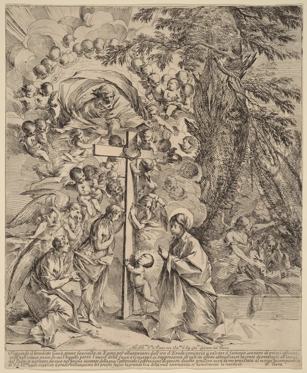 The Infant Christ Embracing the Cross (The Dream of Joseph), by Pietro Testa, ink, 1636