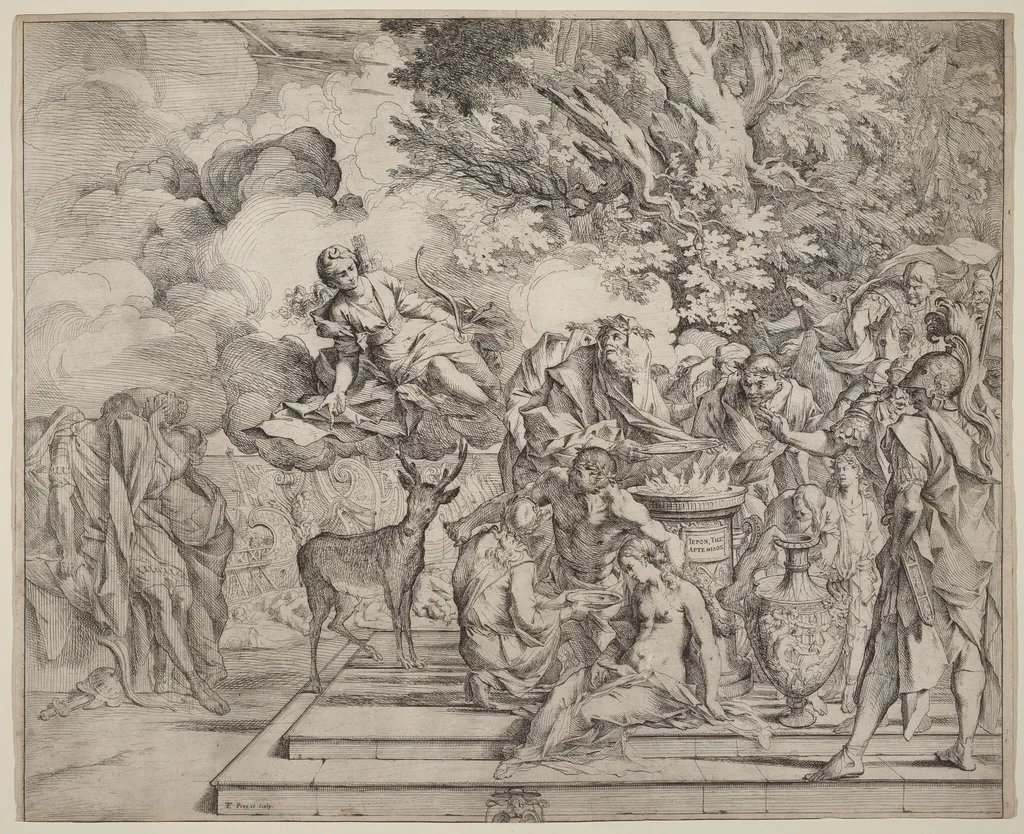 The Sacrifice of Iphigenia, by Pietro Testa, ink, 1641