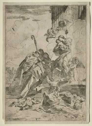 Three Lucchese Saints interceding with the Virgin for the Victims of the plague, by Pietro Testa