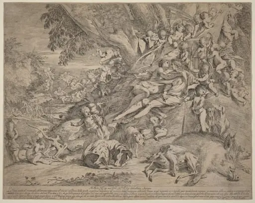 Venus and Adonis, by Pietro Testa