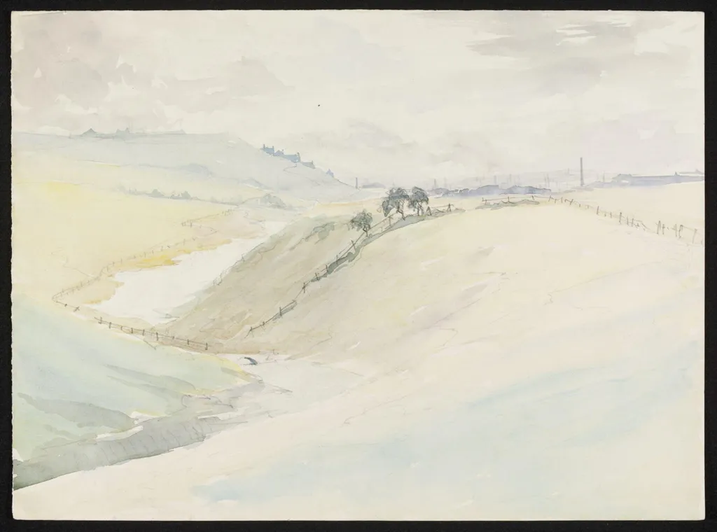 Looking towards Bury from the North of the city, by Pile, watercolor, 1942