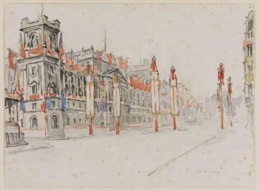 The Foriegn Office looking up Whitehall, by Pile
