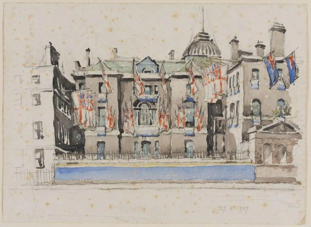 The Horse Guards, by Pile, watercolor, 1937