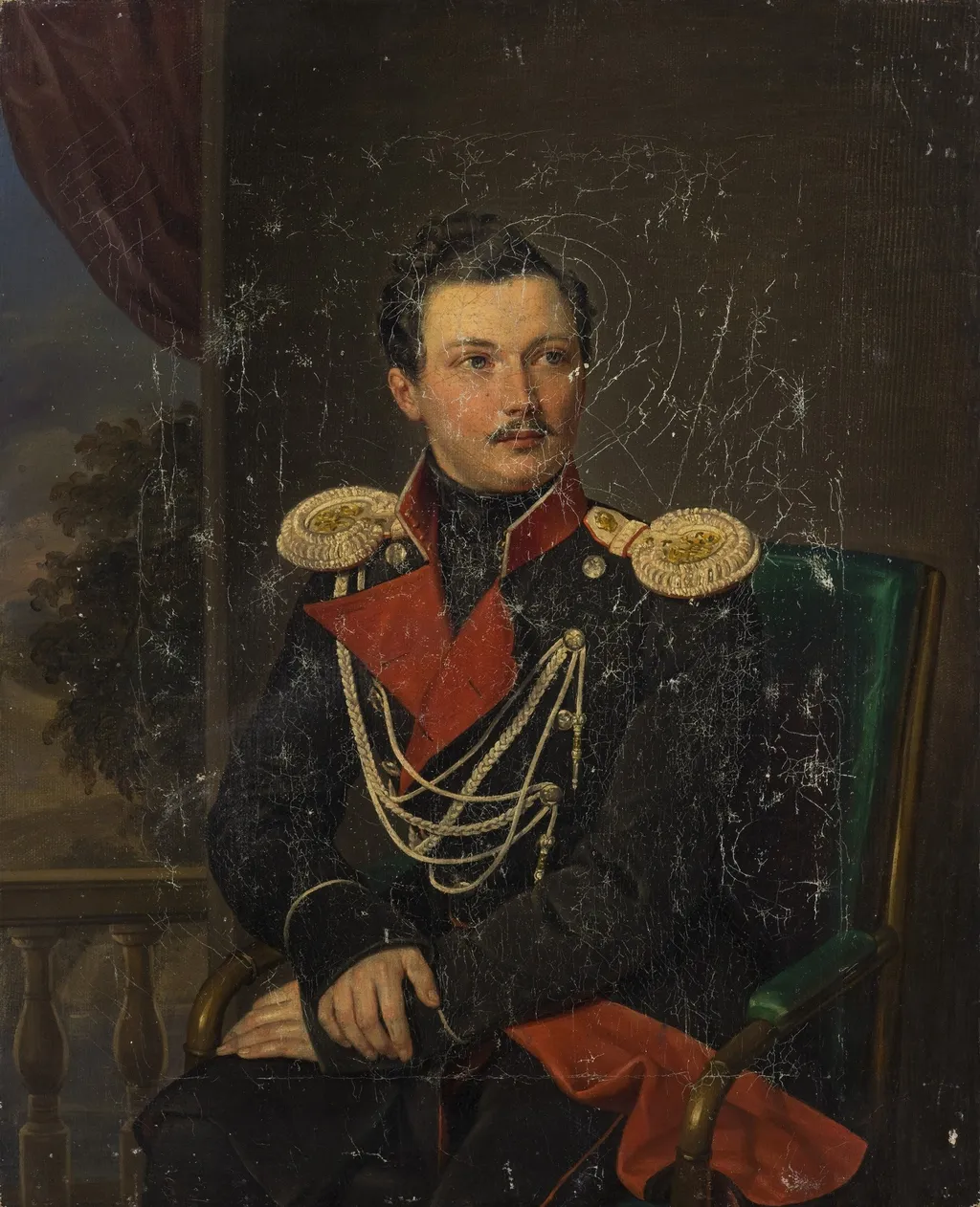 Portrait of Aide-de-camp of of His Imperial Majesty Pyotr A. Balashov (1811-1845), by Pimen Orlov, oil, 1848