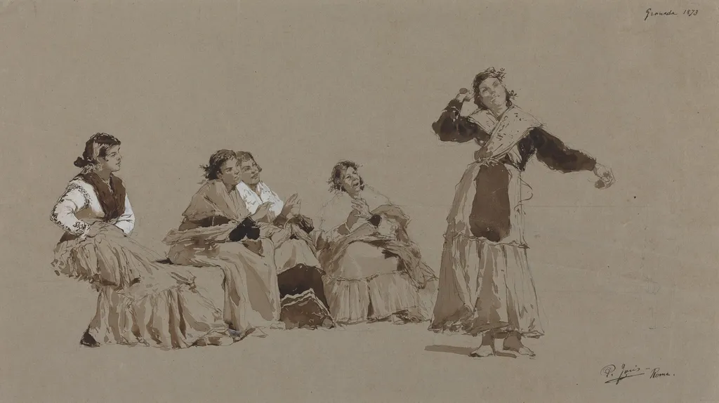 Spanish Dancers, by Pio Joris, ink, 1873