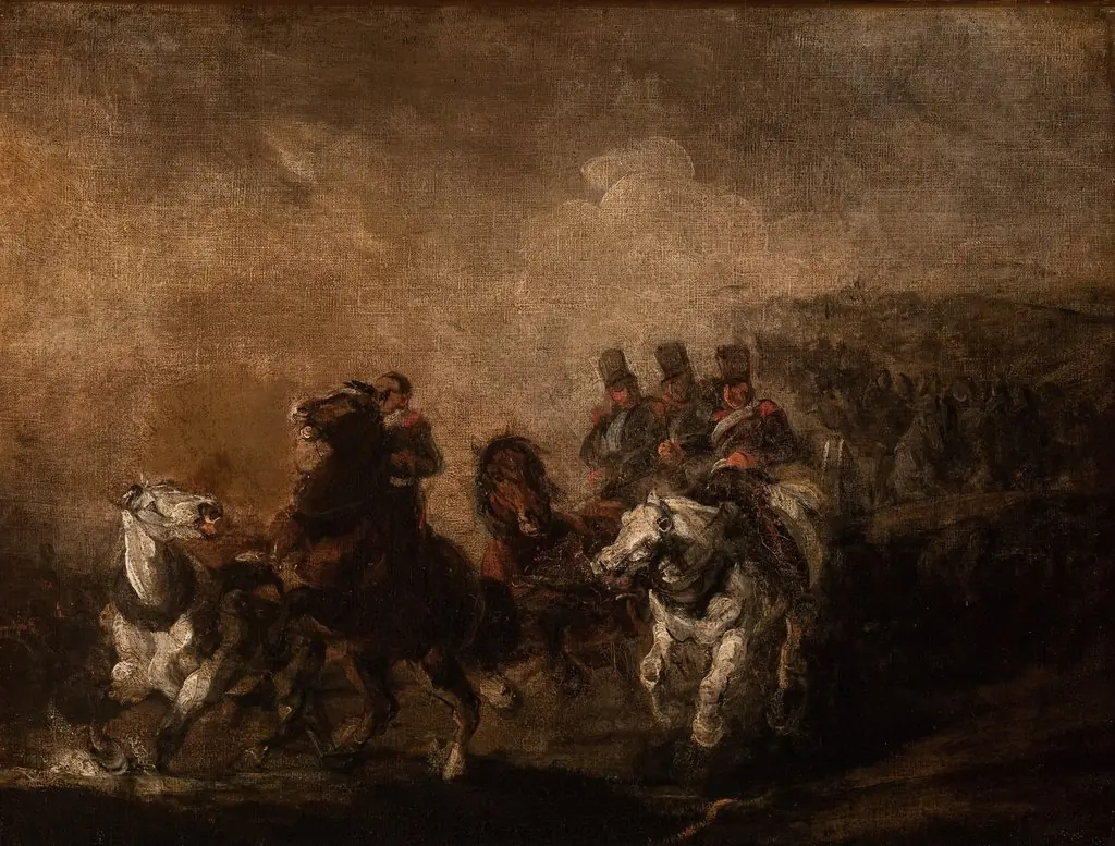 Artillery Crossing a Stream, by Piotr Michałowski