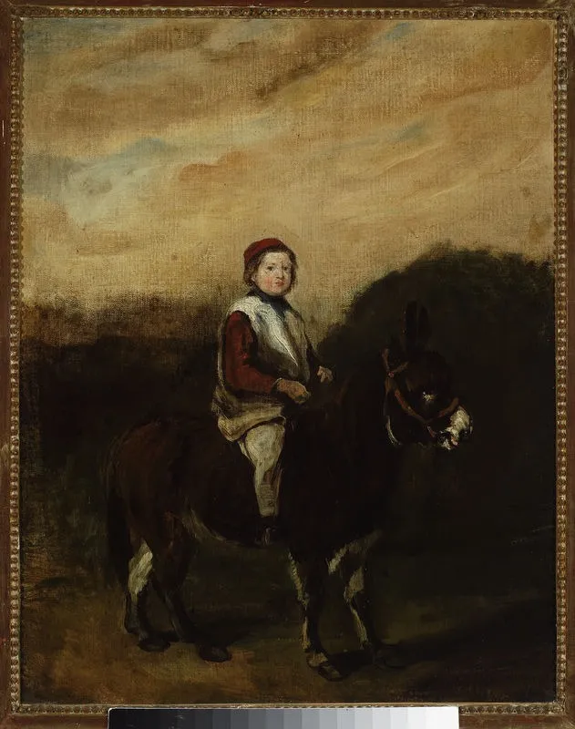 Artist’s son on a donkey, by Piotr Michałowski, oil, 1842