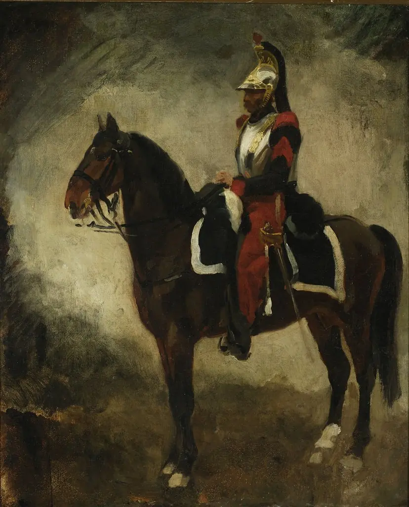 Cuirassier on a bay horse, by Piotr Michałowski
