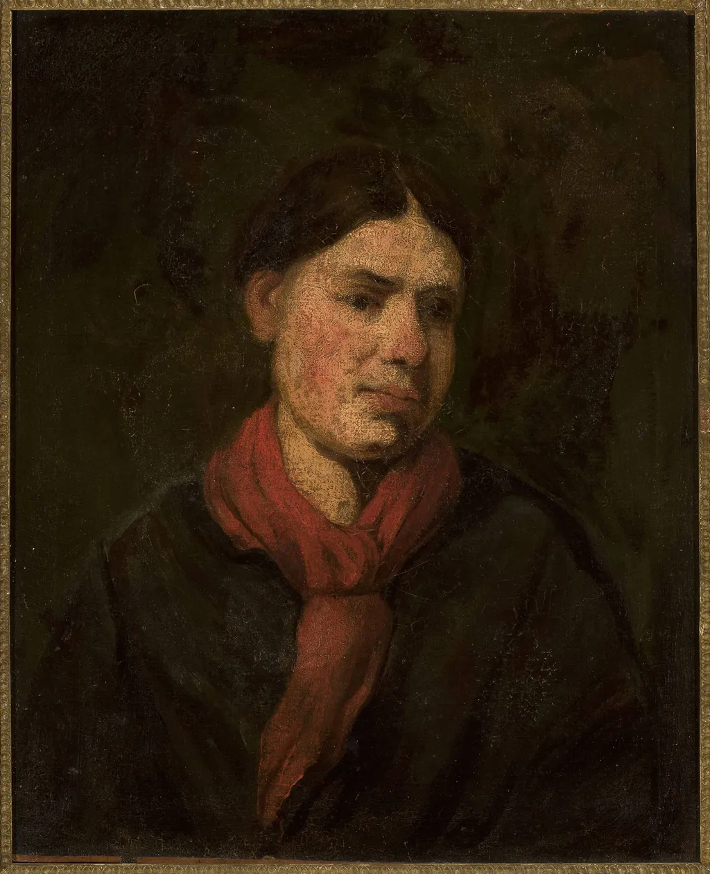 Girl in a red scarf, by Piotr Michałowski, oil, 1847