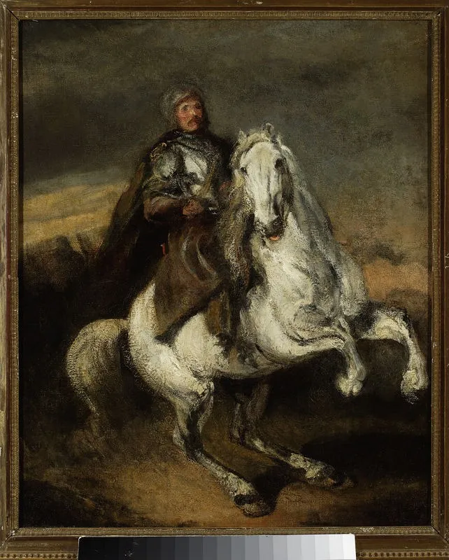 Knight on a grey horse, by Piotr Michałowski, oil, 1842