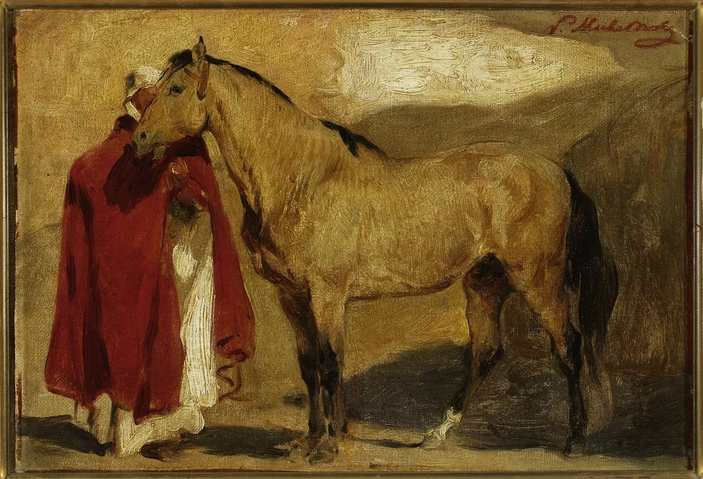 Moroccan man with a horse, by Piotr Michałowski, oil, 1837