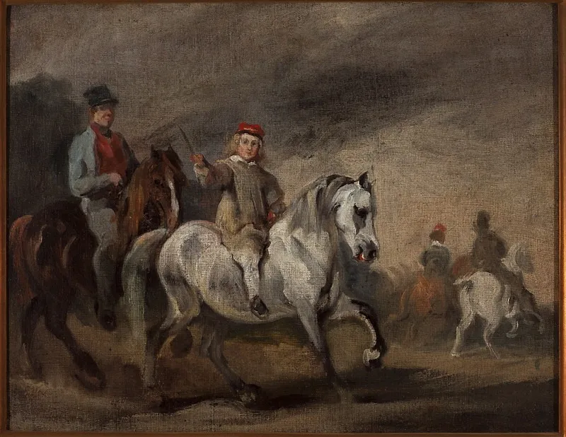 On horseback, by Piotr Michałowski, oil, 1840