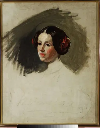Portrait of a young woman, study, by Piotr Michałowski, 1845