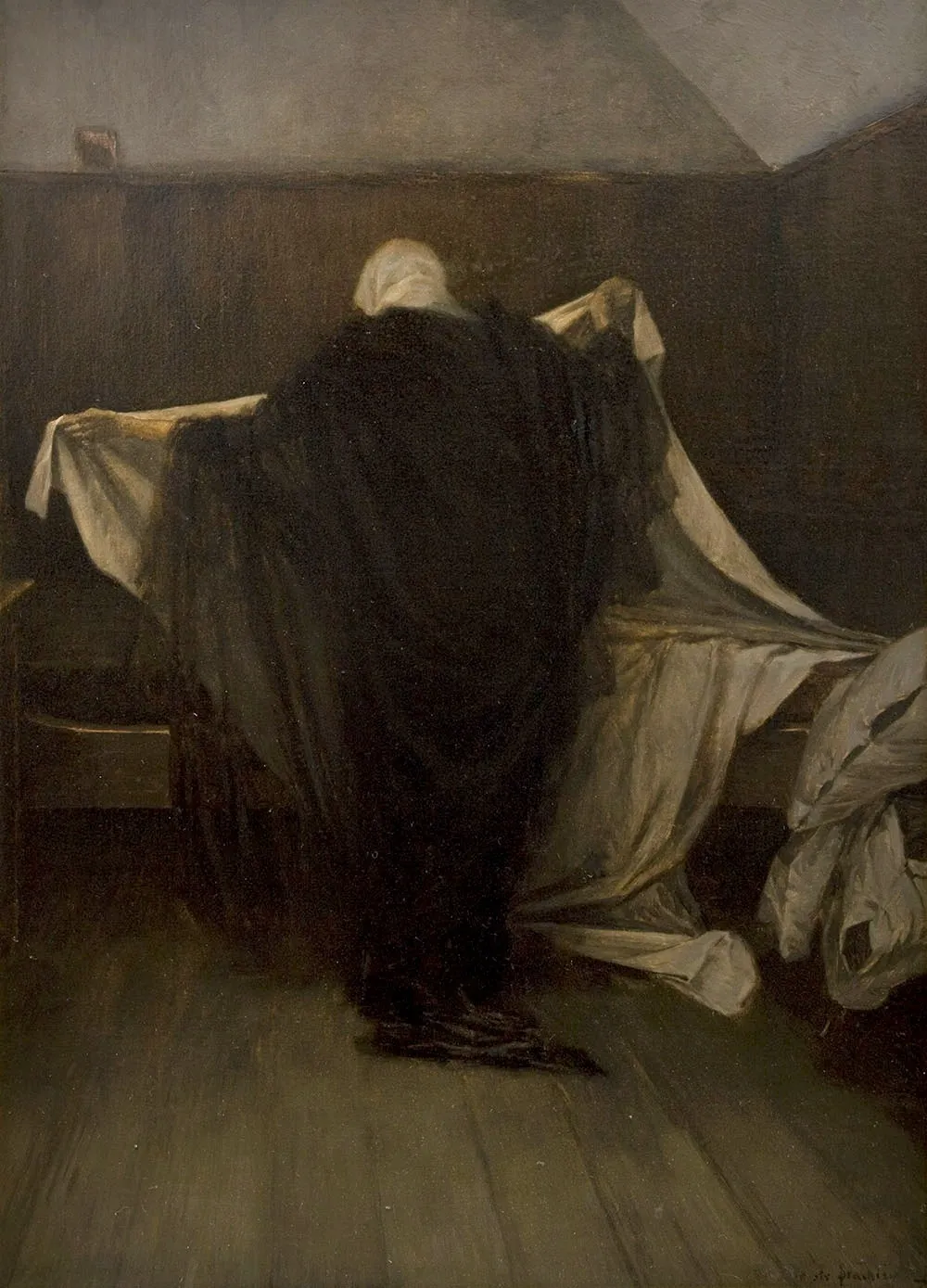Widma w pracowni – Śmierć, by Piotr Stachiewicz, oil, 1892