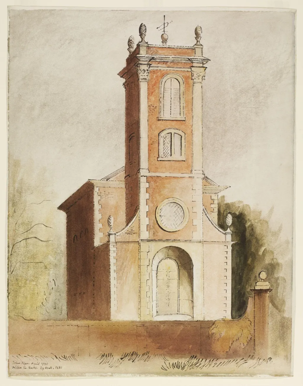 Busby's Church, Willen, by Piper, watercolor, 1940