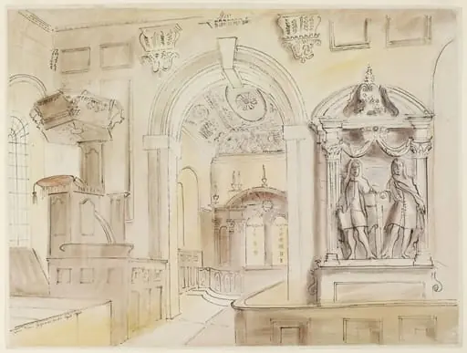 Interior of St. Peter's Church, Gayhurst, by Piper
