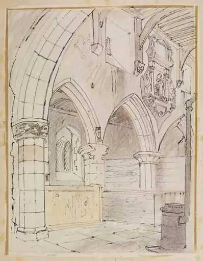 Interior of the Church of St. Denis, Faxton, by Piper