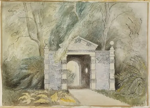 The river approach, Fawley Court, by Piper