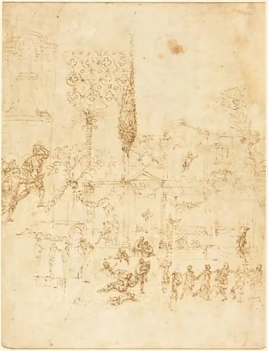 A Party in a Roman Villa [recto], by Pirro Ligorio