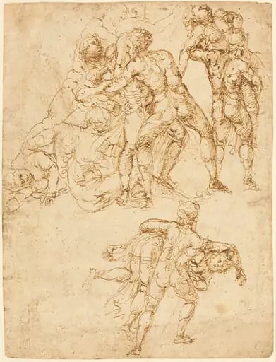 Studies for the Rape of the Sabine Women [verso], by Pirro Ligorio