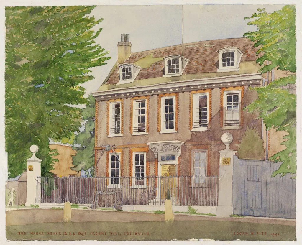 The Manor House, Croom's Hill, Greenwich, by Pitt, watercolor, 1941