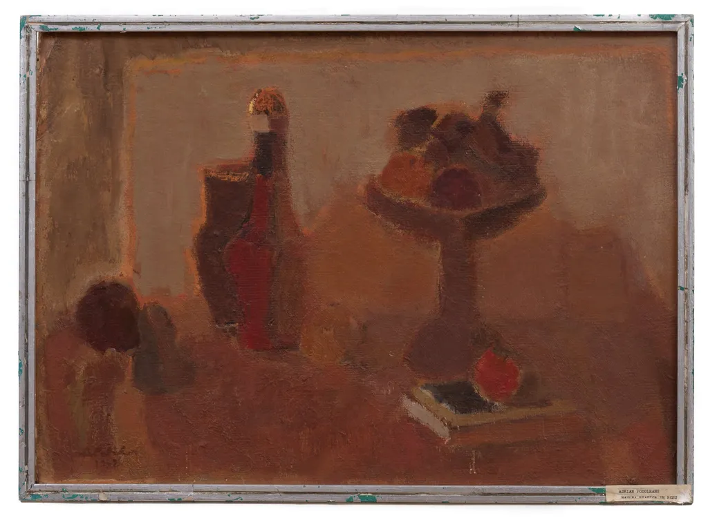 Natură statică cu roșuri, by Podoleanu Adrian, unspecified, 1969