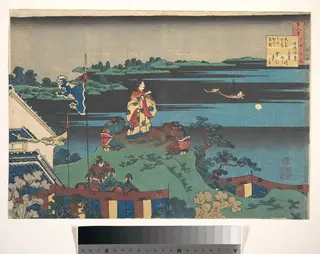 百人一首　宇波かゑとき　安部仲麿|Poem by Abe no Nakamaro, from the series One Hundred Poems Explained by the Nurse (Hyakunin isshu uba ga etoki), by Katsushika Hokusai